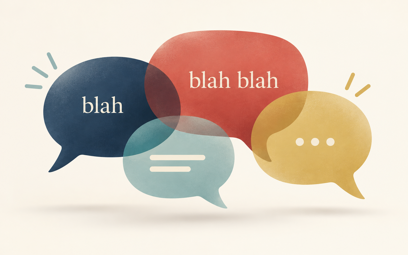 Colorful Blahface speech bubbles representing political discussion and debate