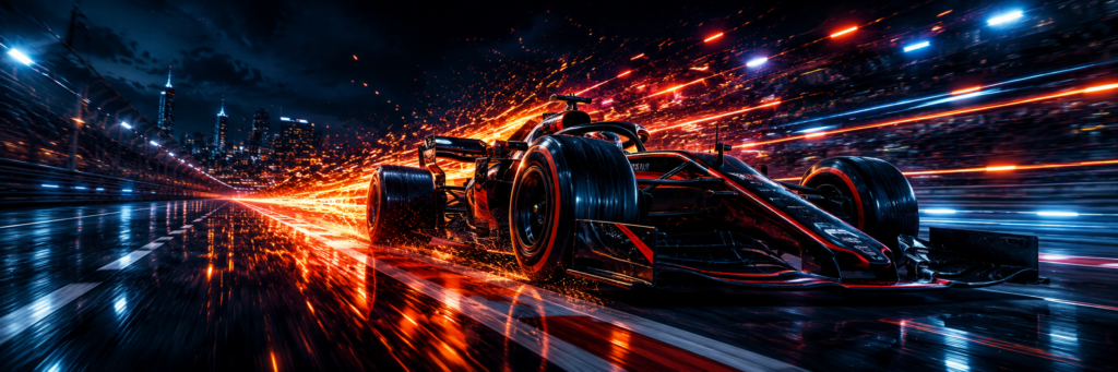 Futuristic auto racing sports banner for Blahface Racing