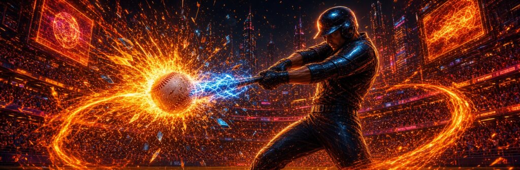 Futuristic baseball player sports banner for Blahface Baseball